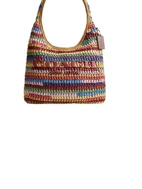 Coach Multicolor Striped Woven Shoulder Bag